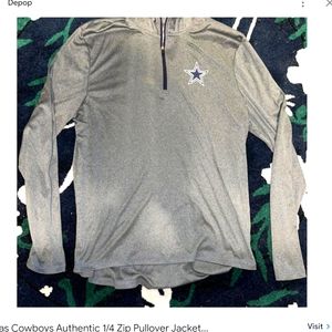 Dallas Cowboys Authentic 1/4 Zip Pullover Jacket Grey/Blue Men’s Size Medium.
